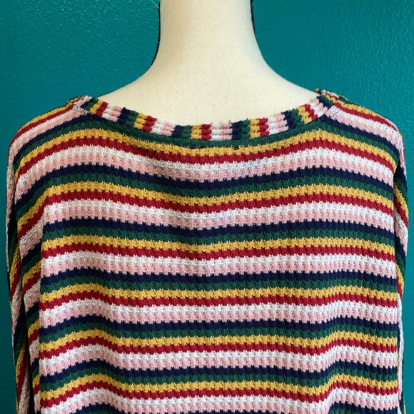 Blu-Pepper Striped Waffle Knit Button Up Cardigan Women's Large - Picture 8 of 10